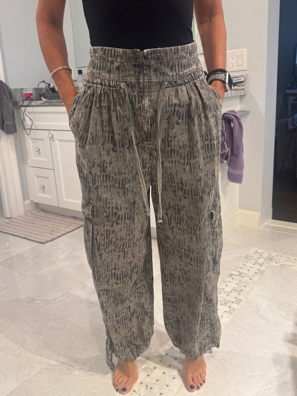 Free People Olive-Tone Parachute pants